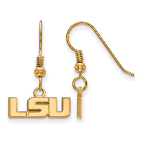LSU Tigers NCAA Sterling Silver Gold Plated Extra Small Dangle Earrings