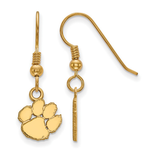 Clemson Tigers Sterling Silver Gold Plated Extra Small Dangle Earrings