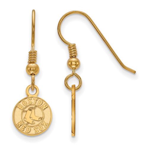 Boston Red Sox MLB Sterling Silver Gold Plated Extra Small Dangle Earrings