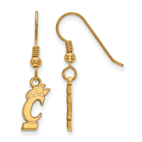 Cincinnati Bearcats Sterling Silver Gold Plated Small Dangle Earrings