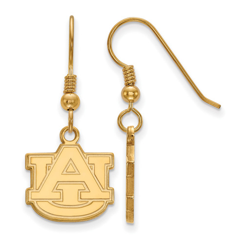 Auburn Tigers NCAA Sterling Silver Gold Plated Small Dangle Earrings
