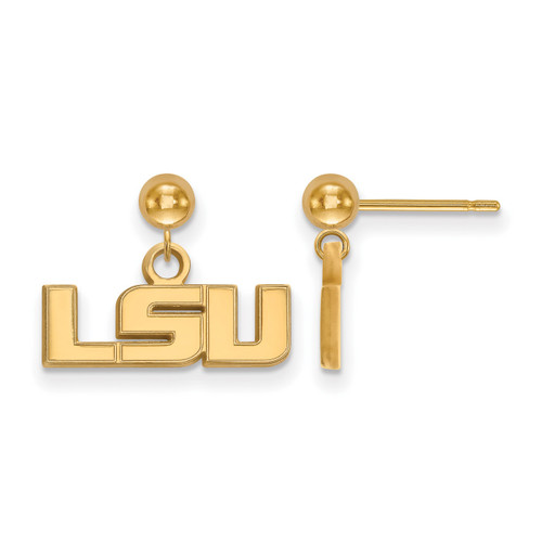 Lsu Tigers Sterling Silver Gold Plated Dangle Earrings