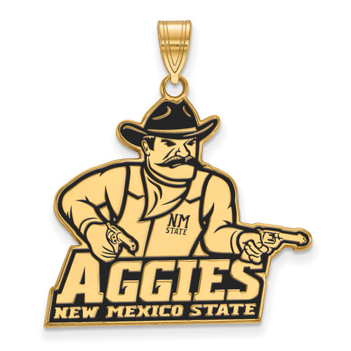 New Mexico State Aggies Sterling Silver Gold Plated Extra Large Enameled Pendant