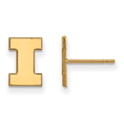 Illinois Fighting Illini NCAA Sterling Silver Gold Plated Extra Small Post Earrings