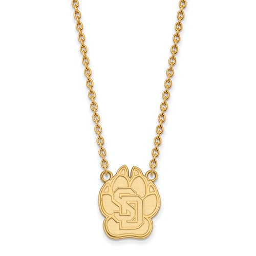 South Dakota Coyotes NCAA Sterling Silver Gold Plated Large Pendant Necklace