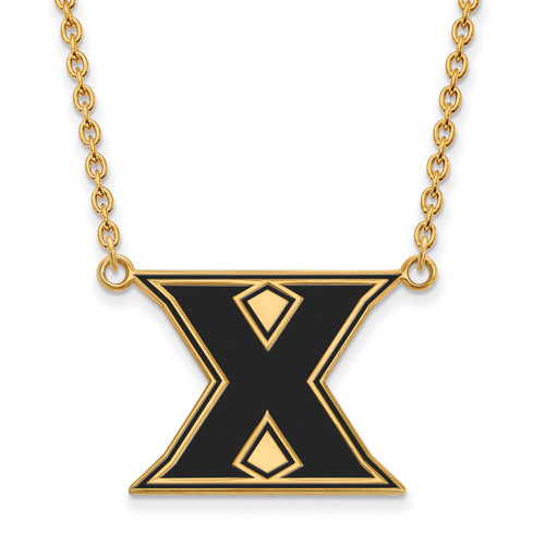 Xavier Musketeers Logo Art Sterling Silver Gold Plated Large Pendant Necklace