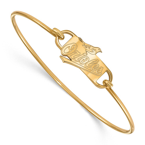 Baltimore Orioles Gold Plated Sterling Silver Wire Bangle Bracelet