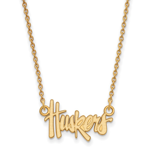 Nebraska Cornhuskers Sterling Silver Gold Plated Charm Necklace