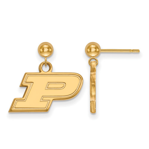 Purdue Boilermakers NCAA Sterling Silver Gold Plated Dangle Ball Earrings