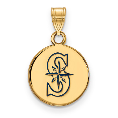 Seattle Mariners Logo Art Sterling Silver Gold Plated Small Pendant