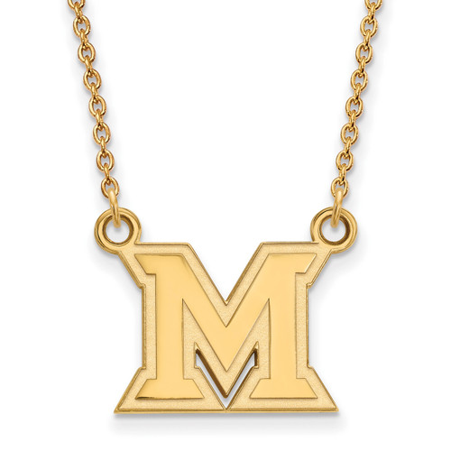 Miami Of Ohio Redhawks Gold Plated Small Pendant Necklace