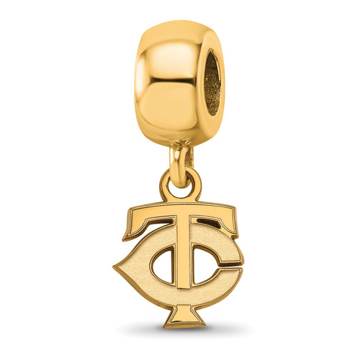 Minnesota Twins Sterling Silver Gold Plated Extra Small Dangle Bead