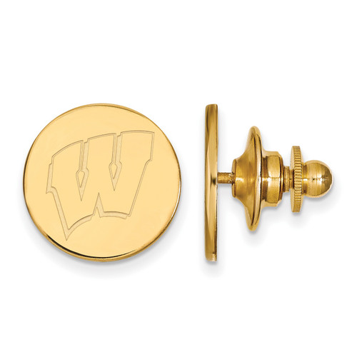 Wisconsin Badgers NCAA Sterling Silver Gold Plated Lapel Pin