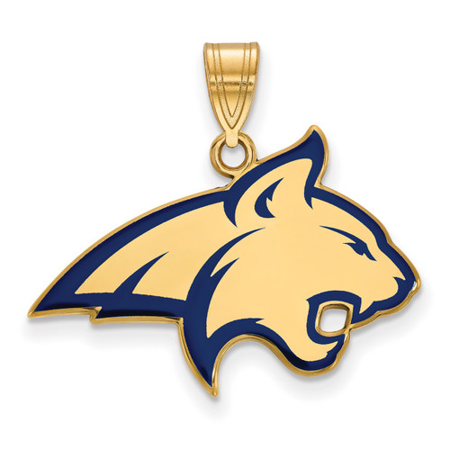 Montana State Bobcats Sterling Silver Gold Plated Large Enameled Pendant