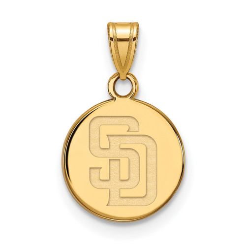 San Diego Padres Sterling Silver Gold Plated Small Disc Pendant