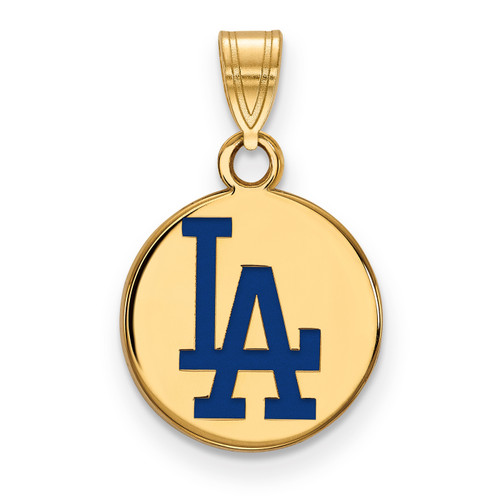 Los Angeles Dodgers MLB Logo Art Sterling Silver Gold Plated Small Pendant