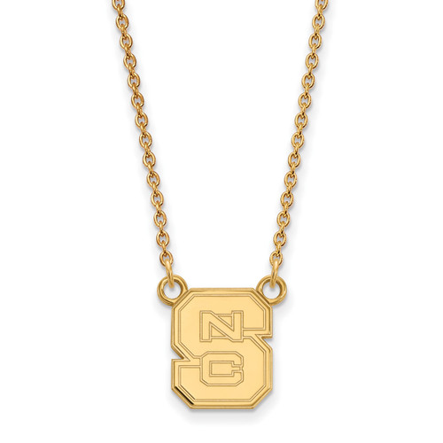 North Carolina State Logo Art Sterling Silver Gold Plated Small Charm Necklace