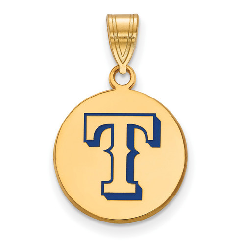 Texas Rangers Logo Art Sterling Silver Gold Plated Medium Pendant