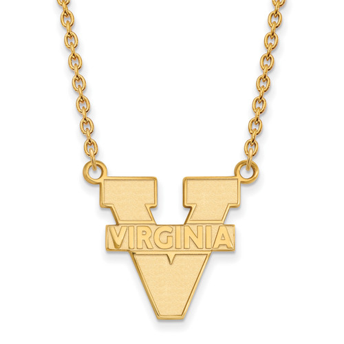 Virginia Cavaliers Logo Art Sterling Silver Gold Plated Charm Necklace