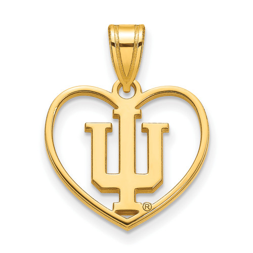 Indiana Hoosiers Sterling Silver Gold Plated Heart Pendant