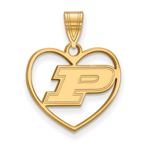Purdue Boilermakers NCAA Sterling Silver Gold Plated Heart Pendant