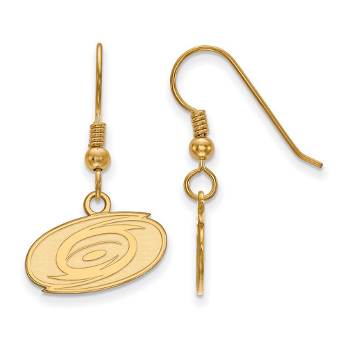 Carolina Hurricanes Sterling Silver Gold Plated Extra Small Wire Dangle Earrings