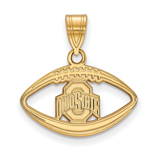 Ohio State Buckeyes Sterling Silver Gold Plated Football Pendant
