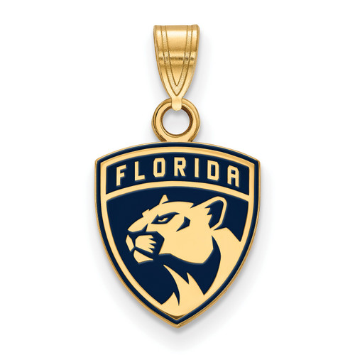 Florida Panthers Sterling Silver Gold Plated Small Enameled Pendant