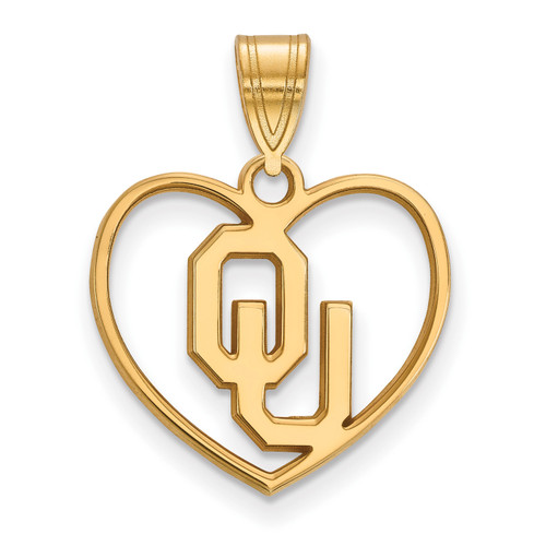 Oklahoma Sooners Sterling Silver Gold Plated Heart Pendant