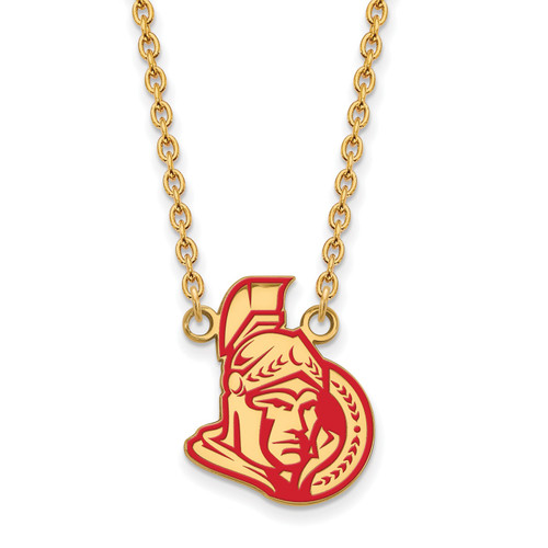 Ottawa Senators Logo Art Sterling Silver Gold Plated Large Pendant Necklace