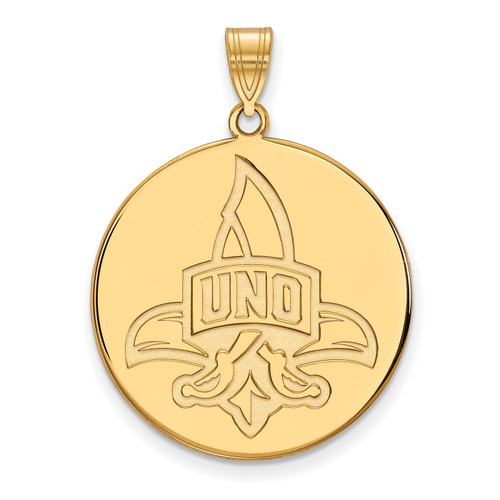 New Orleans Privateers NCAA Sterling Silver Gold Plated Extra Large Disc Pendant