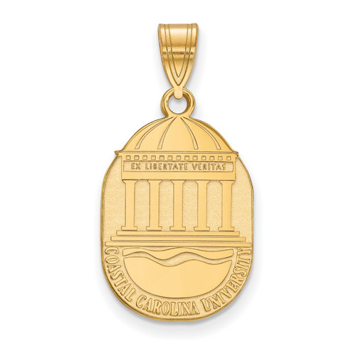 Coastal Carolina Chanticleers Sterling Silver Gold Plated Large Pendant