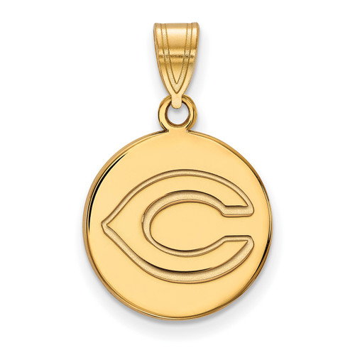 Cincinnati Reds Sterling Silver Gold Plated Medium Disc Pendant