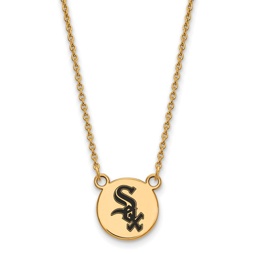 Chicago White Sox Logo Art Sterling Silver Gold Plated Small Pendant Necklace