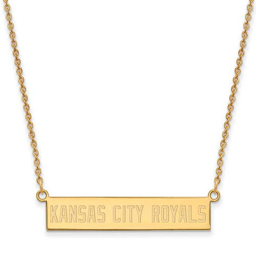 Kansas City Royals MLB Logo Art Sterling Silver Gold Plated Bar Necklace