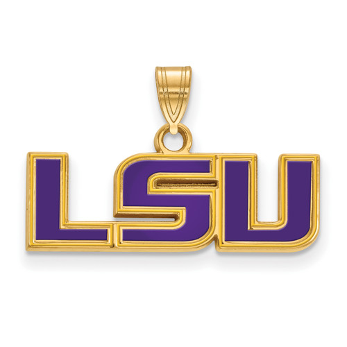 Lsu Tigers Sterling Silver Gold Plated Small Pendant