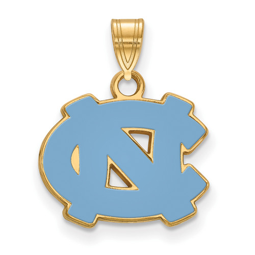 North Carolina Tar Heels Logo Art Sterling Silver Gold Plated Small Charm