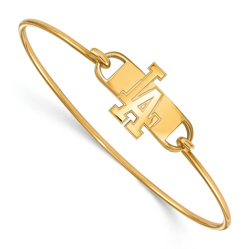 Los Angeles Dodgers Gold Plated Sterling Silver Wire Bangle Bracelet