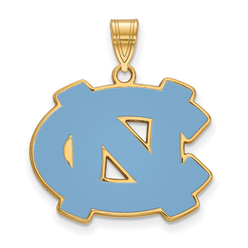 North Carolina Tar Heels Logo Art Sterling Silver Gold Plated Lg Charm