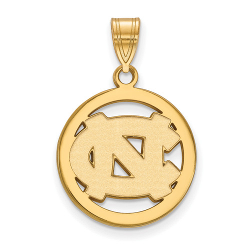 North Carolina Tar Heels Logo Art Sterling Silver Gold Plated Med Pendant