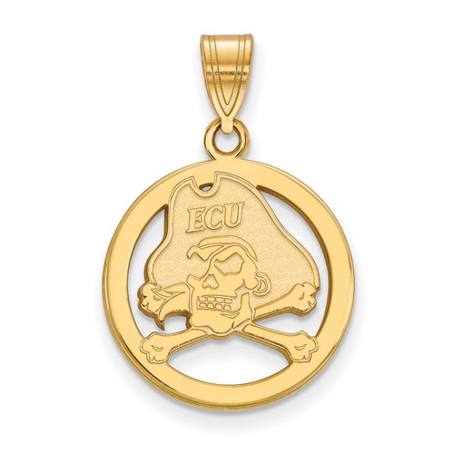 East Carolina Pirates Logo Art Sterling Silver Gold Plated Small Pendant