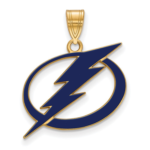 Tampa Bay Lightning Sterling Silver Gold Plated Large Enameled Pendant