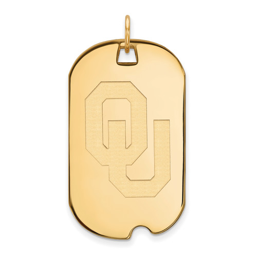 Oklahoma Sooners Sterling Silver Gold Plated Large Dog Tag