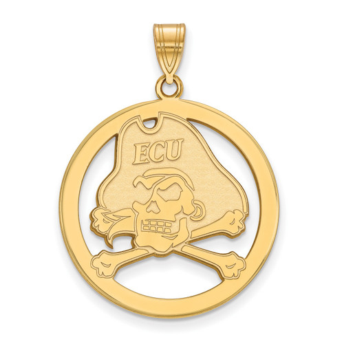 East Carolina Pirates Sterling Silver Gold Plated Large Circle Pendant