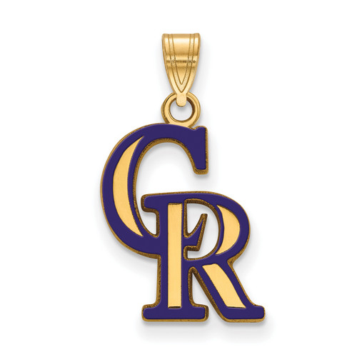 Colorado Rockies Logo Art Sterling Silver Gold Plated Med Pendant