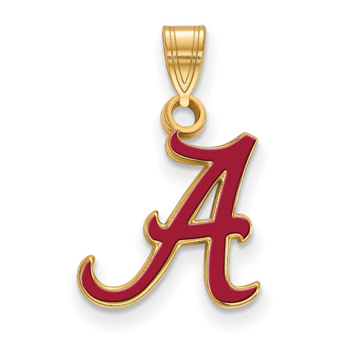 Alabama Crimson Tide Logo Art Sterling Silver Gold Plated Small Pendant