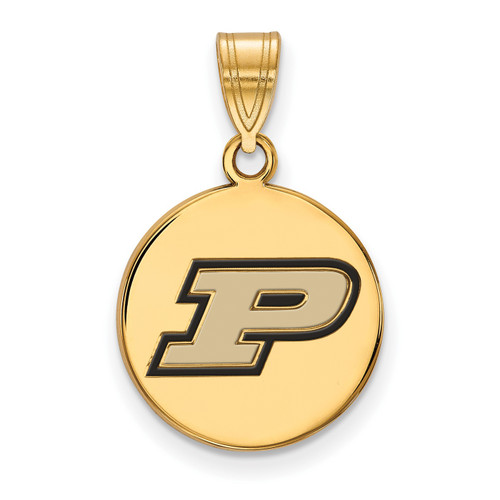Purdue Boilermakers Silver Gold Plated Medium Enameled Disc Pendant