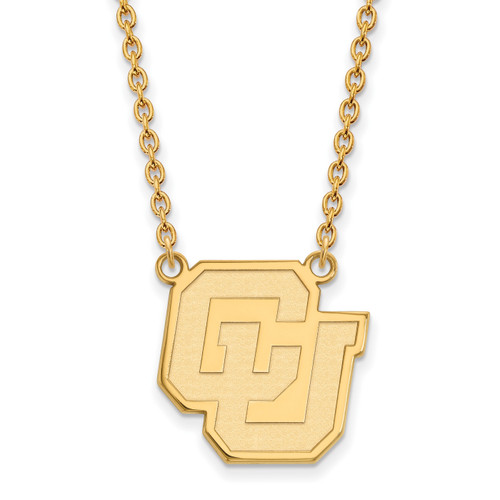 Colorado Buffaloes Logo Art Sterling Silver Gold Plated Lg Charm Necklace