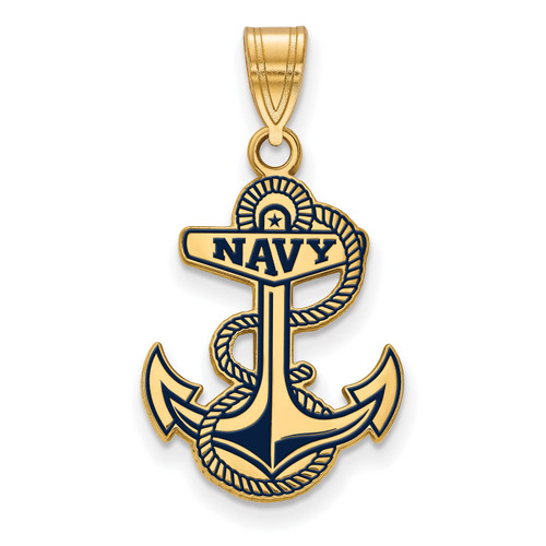Navy Midshipmen Logo Art Sterling Silver Gold Plated Lg Charm