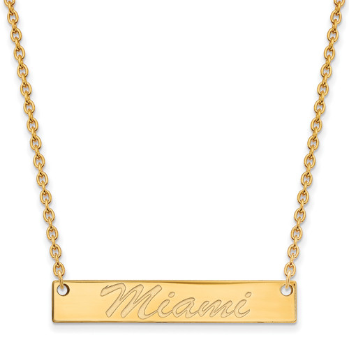 Miami Of Ohio Logo Art Sterling Silver Gold Plated Bar Necklace
